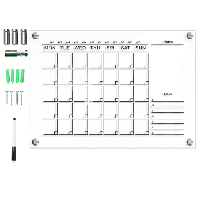 Magnetic Chalkboard Calendar Menu Kitchen White Fridge Whiteboard Acrylic  Clear Weekly Planner Refrigerator Daily